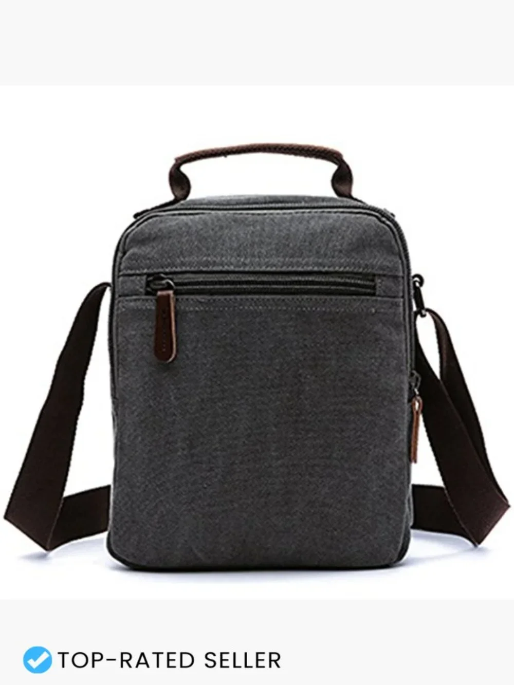 Small Canvas Crossbody Messenger Bag Work Bag 9 Pockets Adjustable Strap